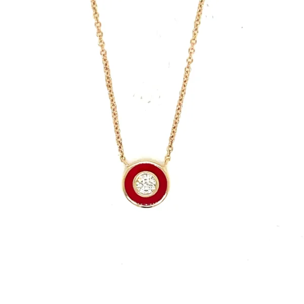 Red Enamel Diamond Necklace