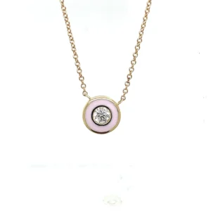 Pink Enamel Diamond Pendant