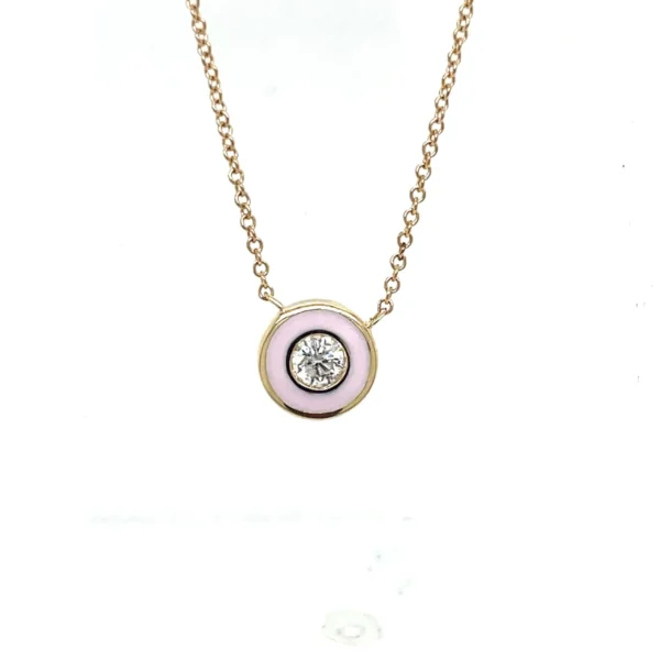 Pink Enamel Diamond Pendant