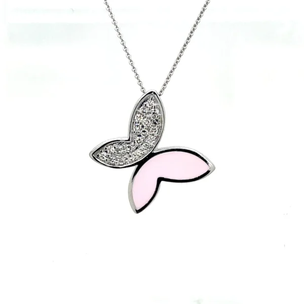 Pink Butterfly Diamond Necklace