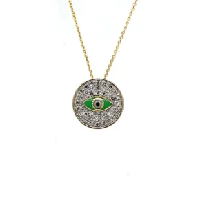 Green Evil Eye Pendant Necklace