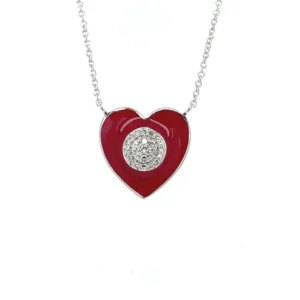Red Enamel Heart Necklace