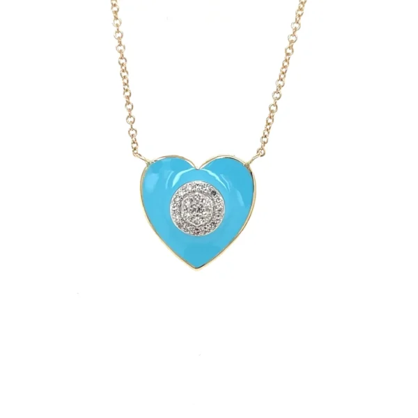 Turquoise Enamel Heart Necklace