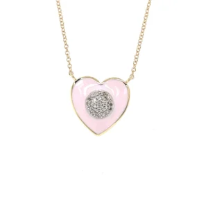 Pink Enamel Heart Necklace