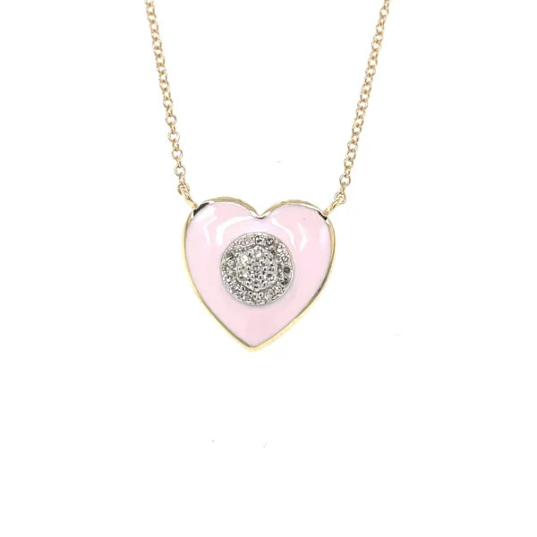 Pink Enamel Heart Necklace