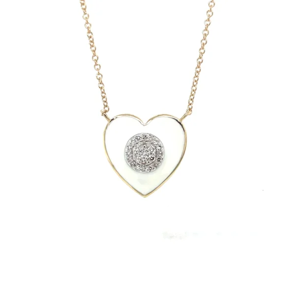Enamel Heart Diamond Necklace