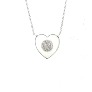 White Enamel Heart Necklace