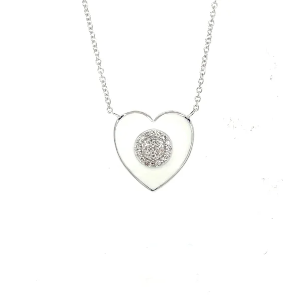 White Enamel Heart Necklace