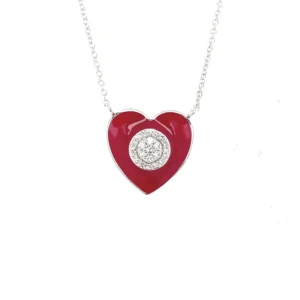Red Heart Enamel Necklace