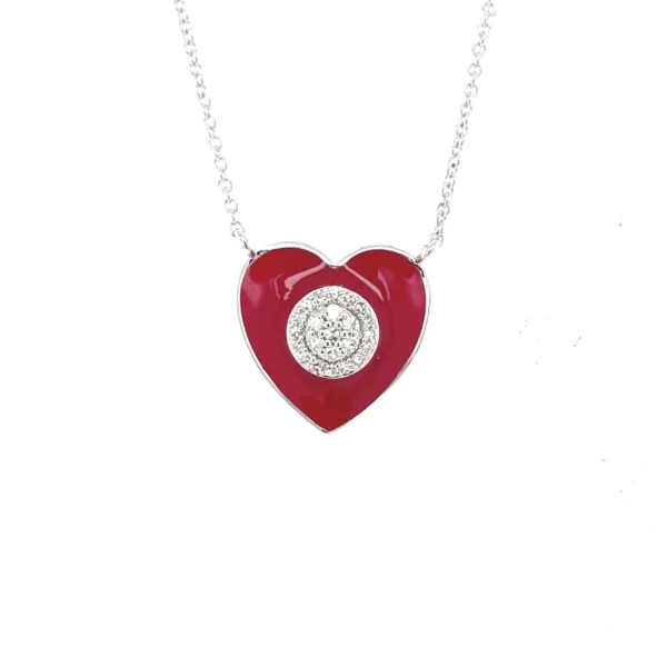 Red Heart Enamel Necklace