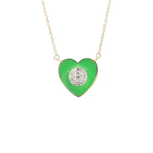 Green Enamel Heart Pendant