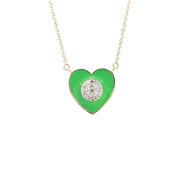 Green Enamel Heart Pendant