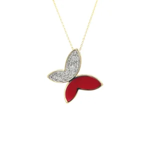 Red Butterfly Diamond Necklace