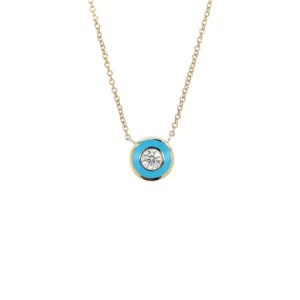 Turquoise Enamel Diamond Pendant