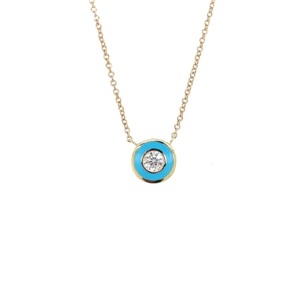 Turquoise Enamel Diamond Pendant