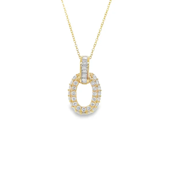 Oval Diamond Pendant Necklace
