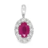 Oval Ruby Halo Pendant