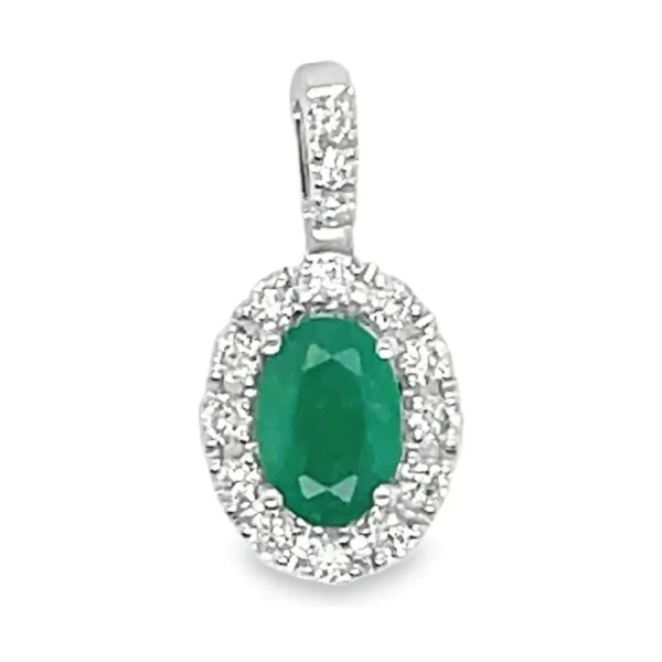 Oval Emerald Halo Pendant