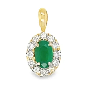 Oval Emerald Halo Pendant