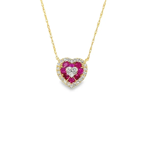 Ruby Heart Pendant Necklace