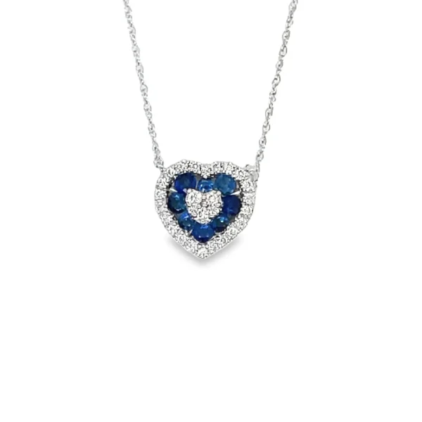 Heart Sapphire Diamond Pendant Necklace