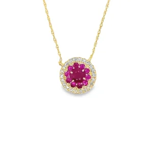 Ruby Halo Pendant Necklace