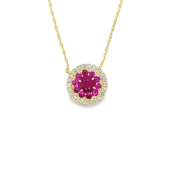 Ruby Halo Pendant Necklace