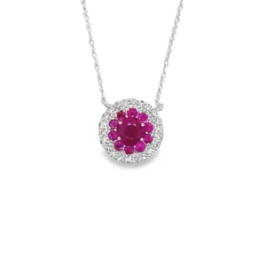 Ruby Halo Pendant Necklace