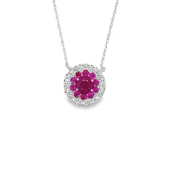 Ruby Halo Pendant Necklace