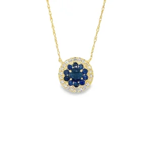 Sapphire Halo Pendant Necklace
