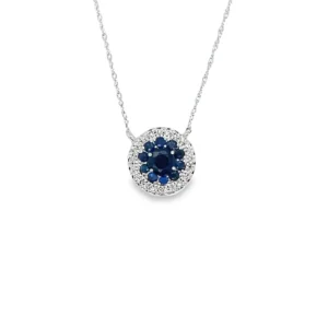 Sapphire Halo Pendant Necklace