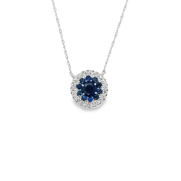 Sapphire Halo Pendant Necklace
