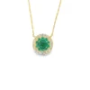Emerald Diamond Halo Necklace