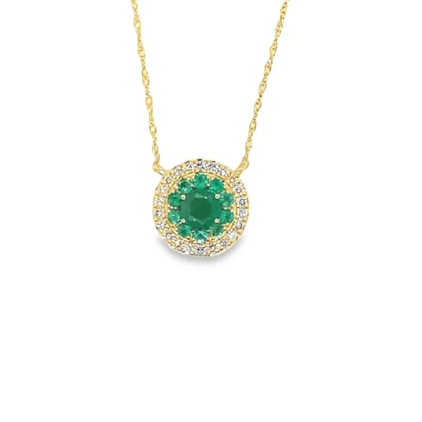 Emerald Diamond Halo Necklace