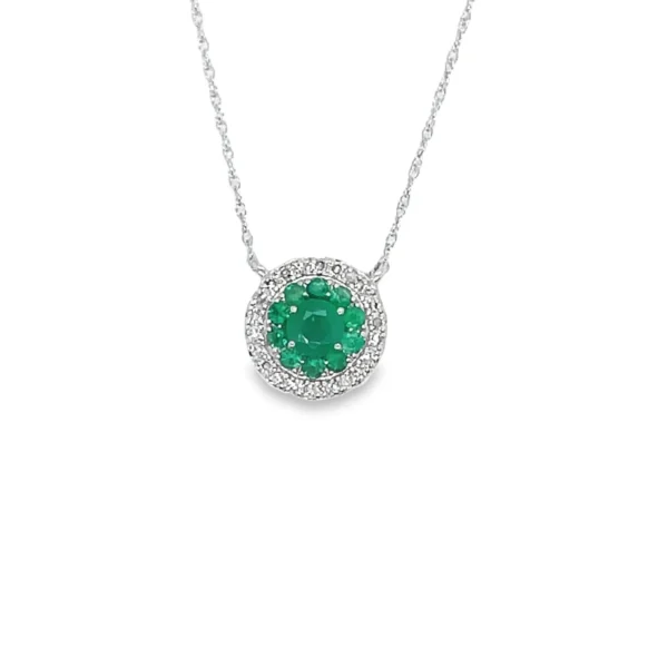 Emerald Halo Pendant Necklace