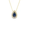 Pear Sapphire Halo Necklace