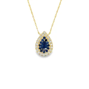 Pear Sapphire Halo Necklace