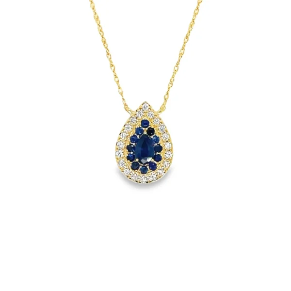 Pear Sapphire Halo Necklace