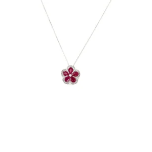 Floral Ruby Pendant Necklace