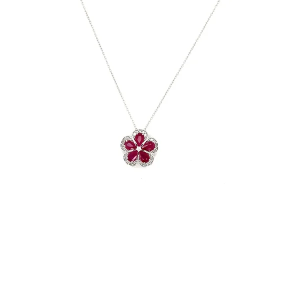 Floral Ruby Pendant Necklace
