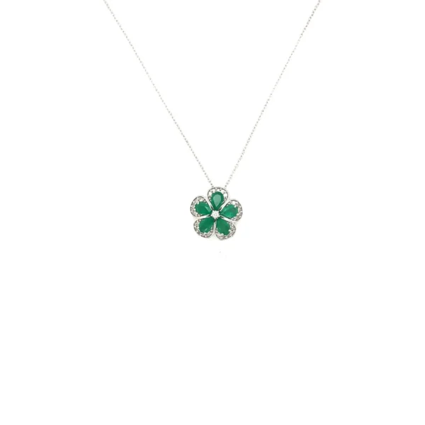 Floral Emerald Pendant Necklace