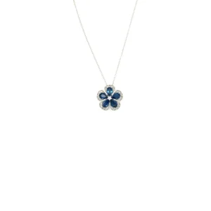 Sapphire Flower Pendant Necklace