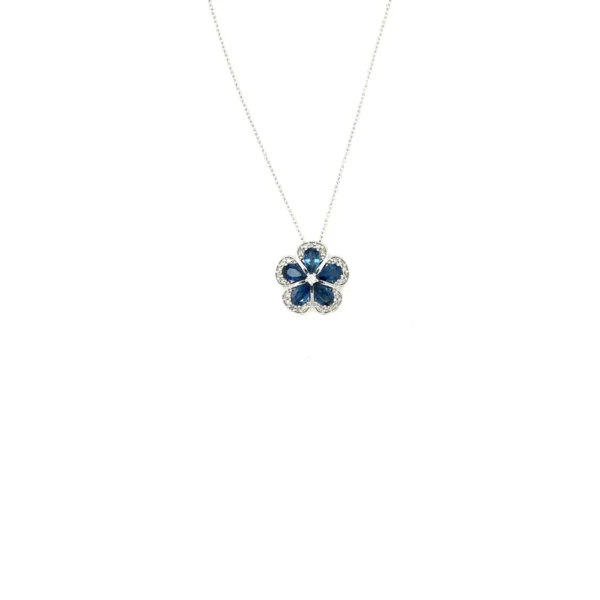 Sapphire Flower Pendant Necklace
