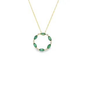 Emerald Circle Pendant Necklace