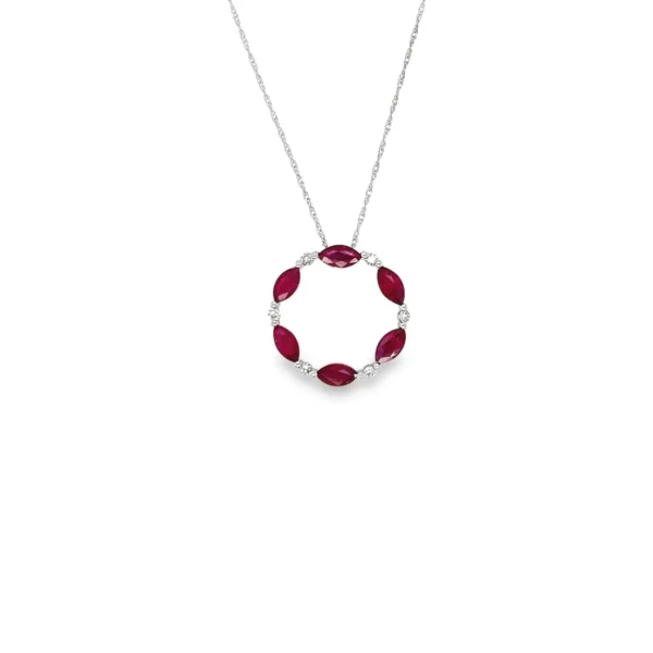 Ruby Circle Pendant Necklace