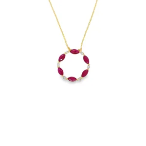 Ruby Circle Pendant Necklace