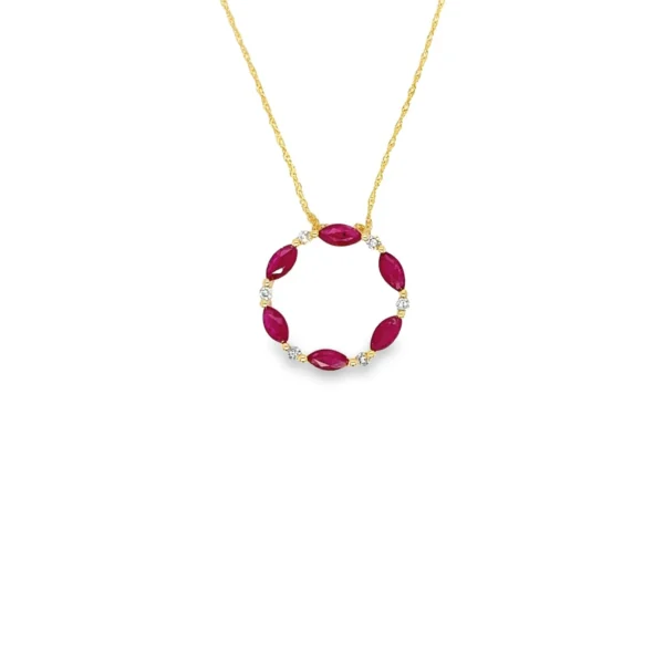 Ruby Circle Pendant Necklace