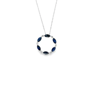 Sapphire Circle Pendant Necklace