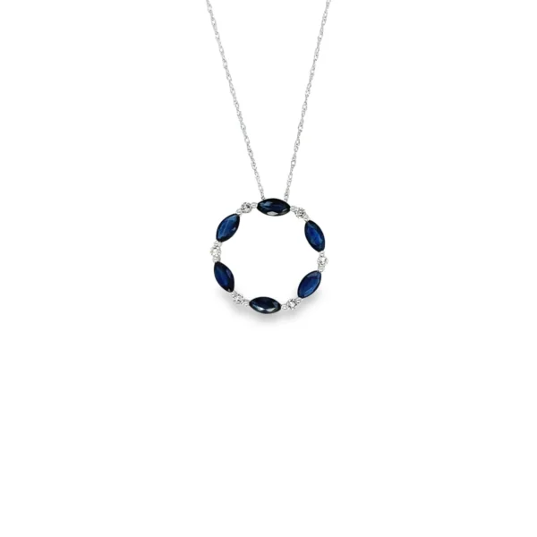 Sapphire Circle Pendant Necklace