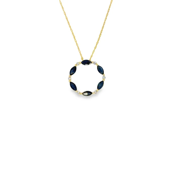 Marquise Sapphire Circle Necklace